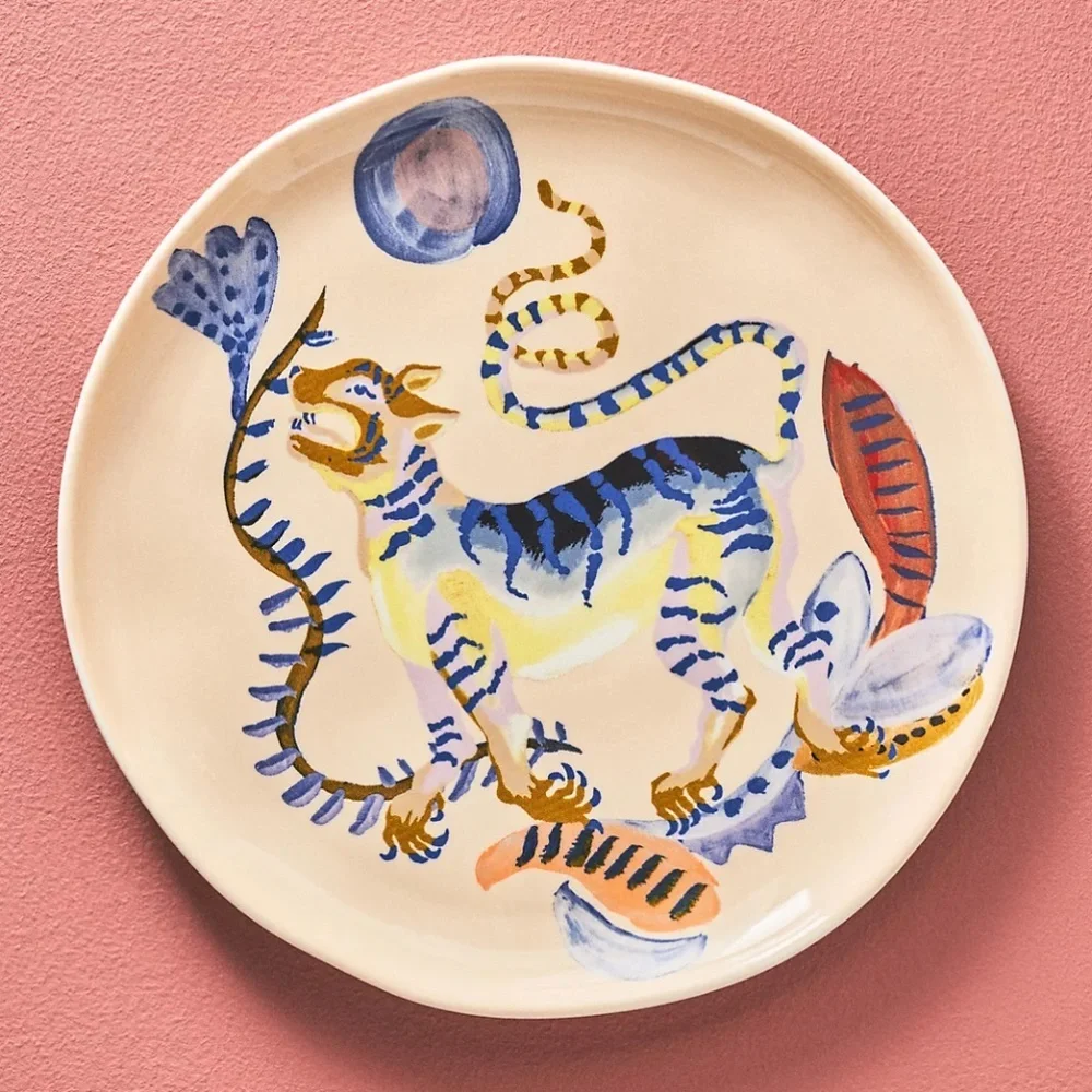 Anthropologie Sarah Gordon Tiger Dessert Plate